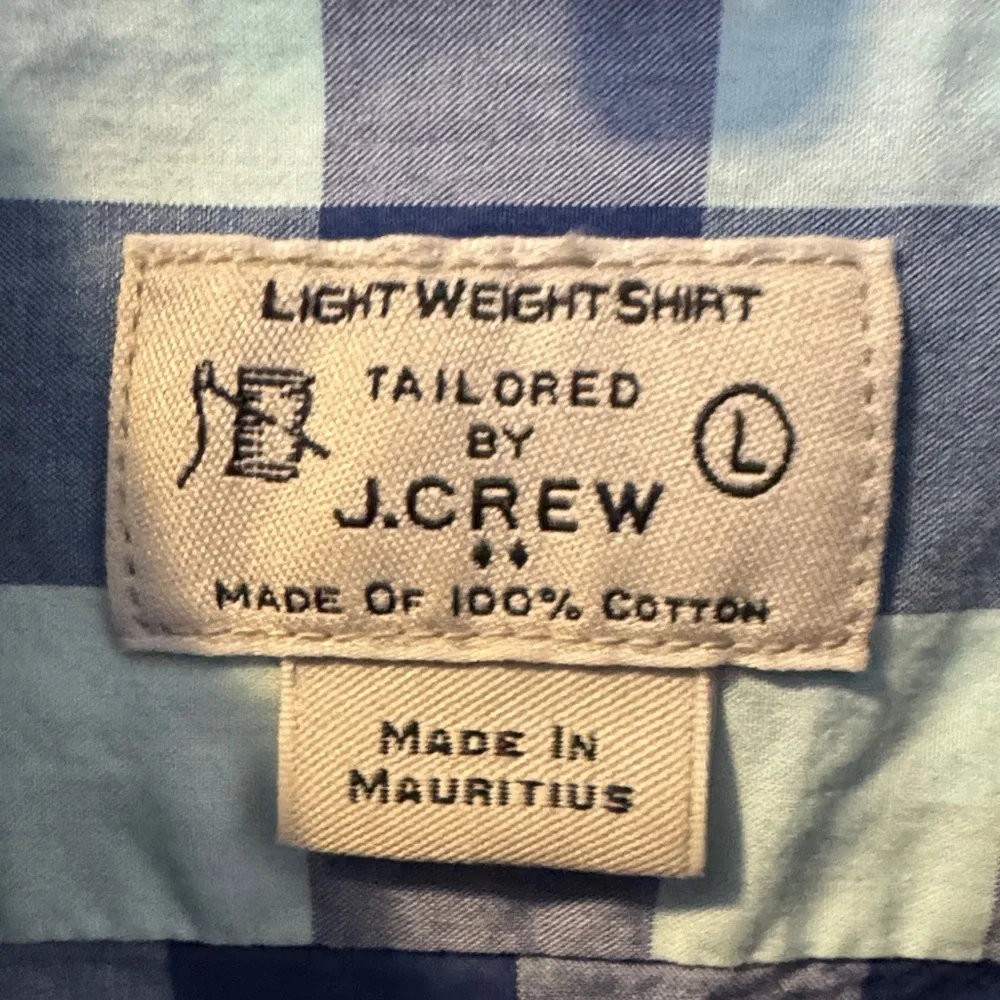 J. Crew Tailored Fit Navy and Light Blue Gingham Button-Down Shirt